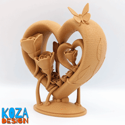 heart-and-roses-ornament-11.gif STL file Hearts and Roses Ornament printed in place without supports for mothers day・3D printable design to download