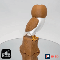 ezgif.com-gif-maker-2.gif STL file Owl on tree - No supports - 3mf Included・3D print design to download