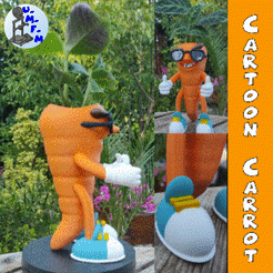 carotte.gif Free STL file Carrot cartoon pot cover, for mini pot, humor Carrot cartoon pot cover, for mini pot, humor・3D printable model to download