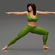 ezgif.com-gif-maker-59.gif Young Woman Practicing Yoga Lesson Doing Warrior Two 3D Print Model