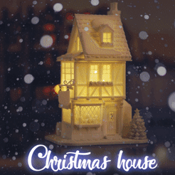 Christmas-house-lantern.gif STL-Datei Weihnachtshaus Dorf 3D gedruckt Weihnachten herunterladen • Vorlage für den 3D-Druck, ScaleAccessoriesXF
