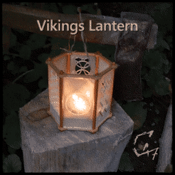 Viking-Lantern.gif STL file Vikings Lantern - with changeable panels・3D printable model to download