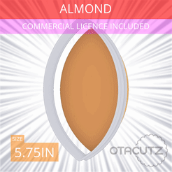 Almond~5.75in.gif STL file Almond Cookie Cutter 5.75in / 14.6cm・3D printable model to download