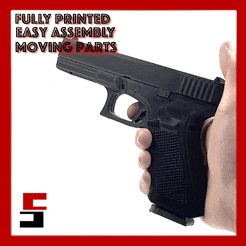 cults3d.gif STL file PISTOL Glock 17 MOVABLE TRIGGER PARTS articulated firable・3D printing design to download, sliceables