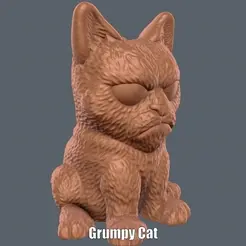 Grumpy-Cat.gif Файл STL Ворчливый кот (легкая печать без поддержки)・Шаблон для 3D-печати для загрузки