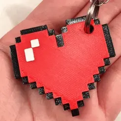 ezgif-3-edef3bb9b9.gif STL file Pixel Heart Keychain・3D printable model to download