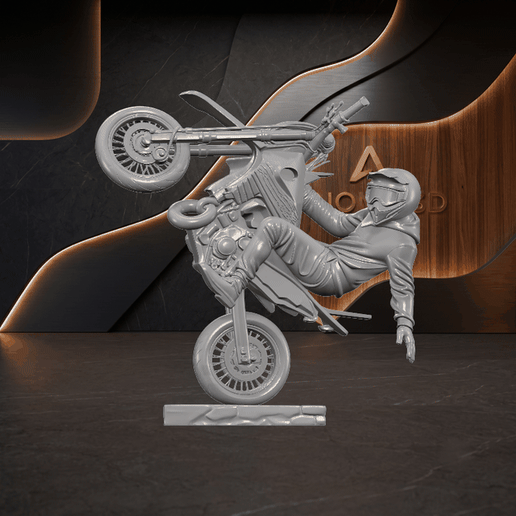 Ai - 0621 - Stunt Rider Performing Motocross Wheelie