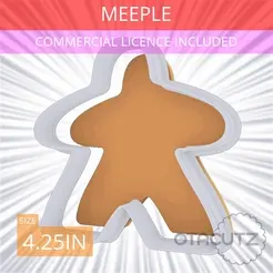 Meeple~4.25in.gif STL file Meeple Cookie Cutter 4.25in / 10.8cm・3D printer model to download