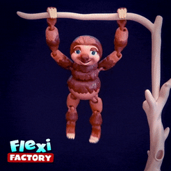 Dan-Sopala-Flexi-Factory-Sloth.gif STL file Cute Flexi Print-in-Place Sloth・3D printing design to download