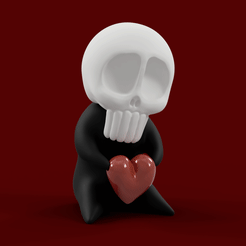 Untitled-4.gif Fichier STL gratuit SkullBaby Love - Sculpture Mignonne Figurine Crâne Chibi Coeur Crâne Coeur・Objet à télécharger et à imprimer en 3D, ThatJoshGuy
