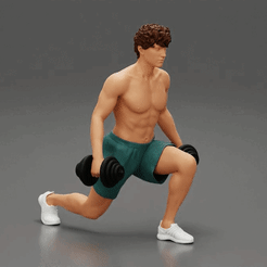 ezgif.com-gif-maker-16.gif 3D file Musculat man working out in gym doing exercises with dumbbell for legs・Model to download and 3D print