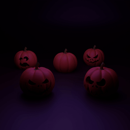 Halloween Pumpkins Box Set - 5 Jack-o'-Lanterns - 3D model önizlemesi