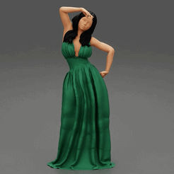 ezgif.com-gif-maker-17.gif 3D file Beautiful Woman in Dress 3D Print Model・3D printing template to download