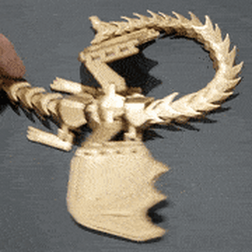 WINGED CYBER DRAGON ARTICULATING FLEXI WIGGLE PET, PRINT IN PLACE 3D model