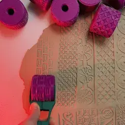 renaissance-texure-roller-3d-print2.gif Archivo 3D Rodillos de textura - Patrones renacentistas・Modelo para descargar y imprimir en 3D