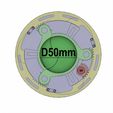 3DP3BLROD50A-with-dimension.gif 3DP3BLROD50A Iris mechanism mechanical shutter diaphragm diy