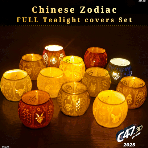 Chinese Zodiac Tealight Covers - FULL SET