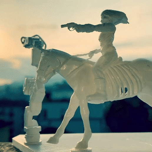 ezgif-6-f7cc9d30ddc8.gif Файл STL Westworld diorama, woman riding horse・Шаблон для 3D-печати для загрузки, MarcoMota3DPrints