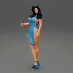 224.gif Archivo 3D Mujer sexy con vestido abierto por los lados Modelo de impresión 3D・Modelo para descargar y imprimir en 3D
