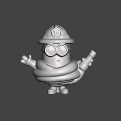 GIF.gif STL file GRU MY FAVORITE VILLAIN FIREFIGHTER MINION WITH HOSE・Model to download and 3D print