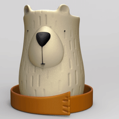 untitled.207.gif Download STL file Polar Bear Pod Planter with saucer and drainage • 3D printable object, geekzone3d