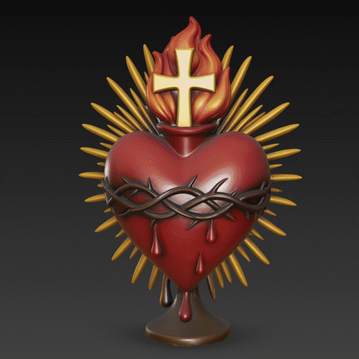 Sacred Heart Art Sculpture-PJH3D