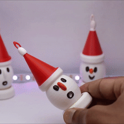 snow-man.gif STL file CUTE SNOWMAN WITH DUAL FACE PRINT-IN-PLACE MODEL・3D printing idea to download