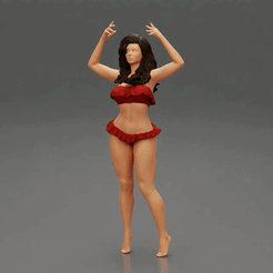 ezgif.com-gif-maker-2.gif Fichier 3D Belle femme chaude en bikini, debout, les bras levés.・Modèle à télécharger et à imprimer en 3D