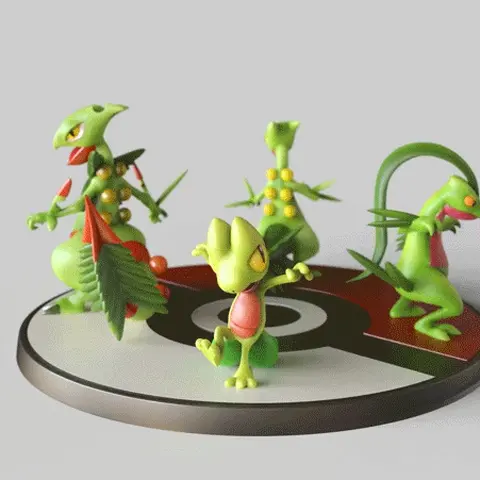 Treeko_Grovyle_Scptile_Mega-Scptile.gif Treeko Grovyle Scptile Mega sceptile EVOLUTION- FAN ART - POKÉMON FIGURINE -POKEMON