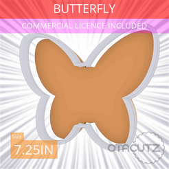 Butterfly~7.25in.gif STL file Butterfly Cookie Cutter 7.25in / 18.4cm・3D printer model to download