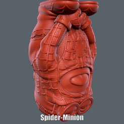 Spider-Minion.gif STL file Spider-Minion & Keychain (Easy print no support)・3D printing design to download