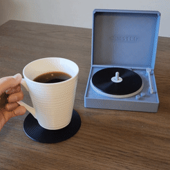 20230906_161905_1_2.gif STL file Record Player Coaster Set・3D printable model to download
