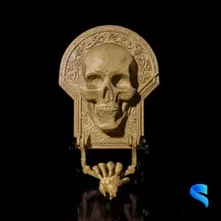 Skull-Door-Knocker-GIF-1.gif 3D file Skull Door Knocker・3D printer design to download