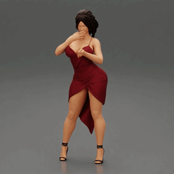 ezgif.com-gif-maker-15.gif Fichier 3D Jeune femme portant une robe de mode et des talons hauts・Modèle à télécharger et à imprimer en 3D