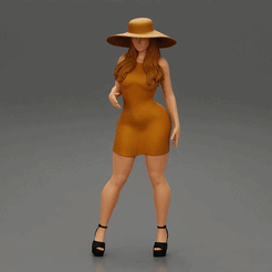 ezgif.com-gif-makerfff.gif 3D file Fashion Girl in Elegant Hat and Dress Fashionable Clothes・3D printer design to download, 3DGeschaft