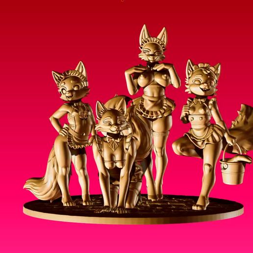 ZBrush-Movie-38.mp4 4 maids scene (stl + obj single piece)