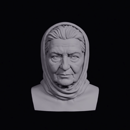 Elderly Maltese Woman With Head Shawl Bust