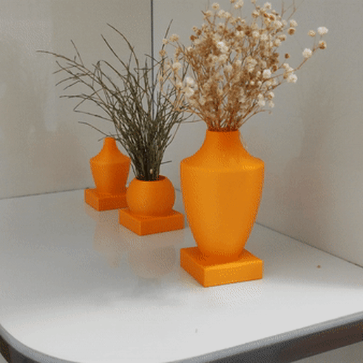 Decorative Small Vase Triple Set 3D model