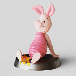 Piglet.gif Archivo STL piglet - Winnie the Pooh-Versión pose tumbada-FANART FIGURINE・Modelo para descargar e imprimir en 3D