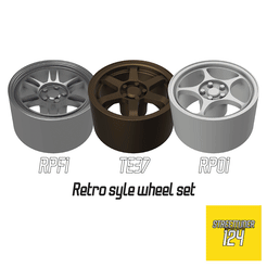 GIF.gif STL file RETRO STYLE WHEEL SET 18" 1/24 scale・Model to download and 3D print, StreetTuner124