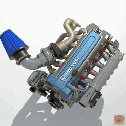 __2JZ_Single-turbo.gif STL file TOYOTA SUPRA 2JZ VVT-i SINGLE TURBO - ENGINE・3D printer design to download