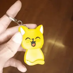 cat-saludo.gif STL file Cat Keychain・3D printing template to download