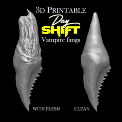 38D PRINTABLE Vampire fangs AGUS RIB se CLEAN Файл STL ФИЛЬМ "ДНЕВНАЯ СМЕНА" ИЗВЛЕКЛИ КЛЫКИ ВАМПИРА・Модель для печати в 3D скачать, Ratboy3D