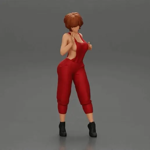 🧑‍🔧 Mechanic girl in overalls repairs and maintains car・ 3D