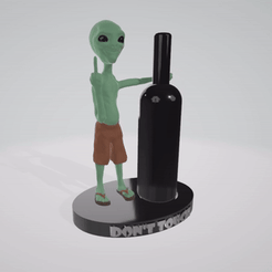 PAUL-SUPPORT.gif STL-Datei PAUL THE ALIEN Flaschenhalter bottle holder bottle wine meme für ender 3・3D-druckbares Design zum Herunterladen