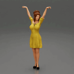 ezgif.com-gif-maker-6.gif 3D file Sexy young girl in a dress raised her hands up・3D printer design to download