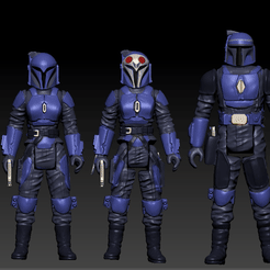 mandocrew.gif 3D file STAR WARS .STL THE MANDALORIAN, Bo Katan and crew OBJ. KENNER STYLE ACTION FIGURE.・3D print design to download