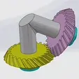 Spiral bevel gear-2 gears.gif Simple spiral bevel gear set-2 gears-t24m1deg60