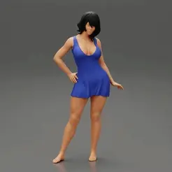 209.gif Fichier 3D Femme sexy posant avec des cheveux courts dans une mini robe Modèle d'impression 3D・Objet pour imprimante 3D à télécharger, 3DGeshaft