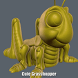 Cute-Grasshopper.gif Cute Grasshopper (Easy print - Print in place)